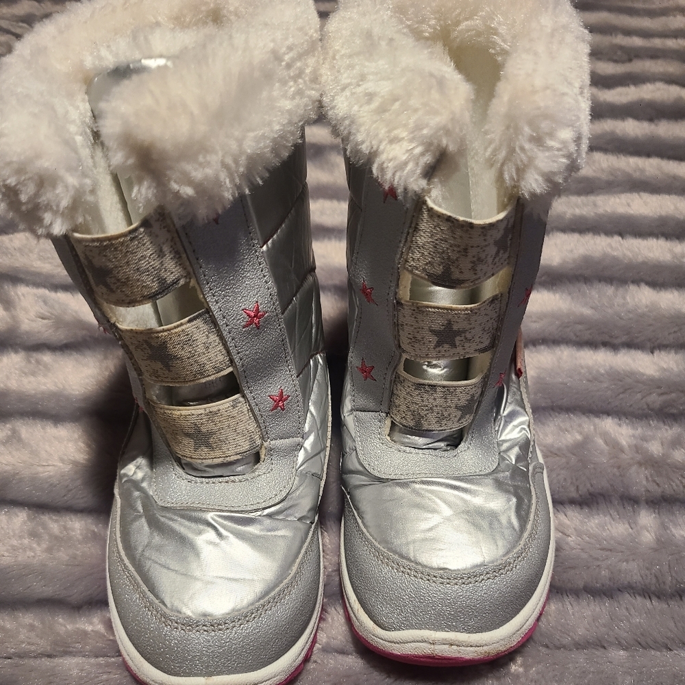 Rugged Bear Silver Star-Patterned Winter Boots sz 13
